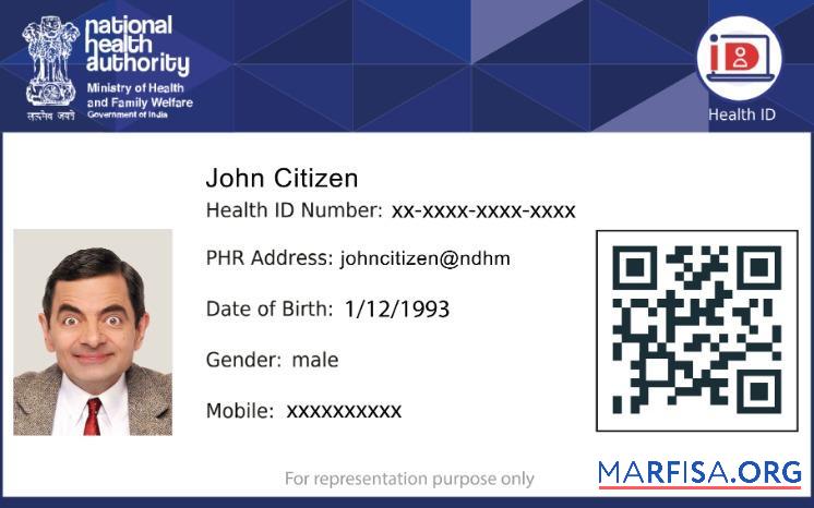 Printable India National health authority health ID card template